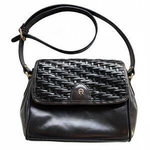 Etienne Aigner Vintage Black Woven Leather Crossbody/Shoulder Bag - EUC